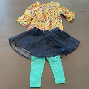 3T Spring Outfit! Capri Leggings w/ Skirt & Blouse